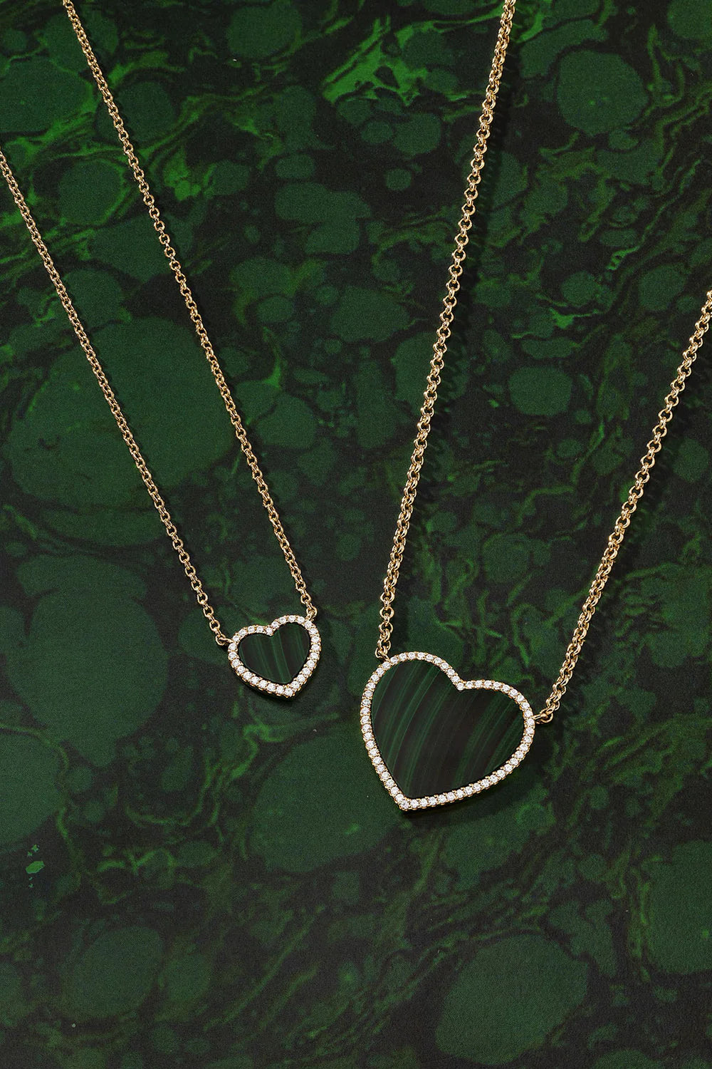 APM Monaco -Malachite Medium Heart Necklace 18k Yellow Gold Plated